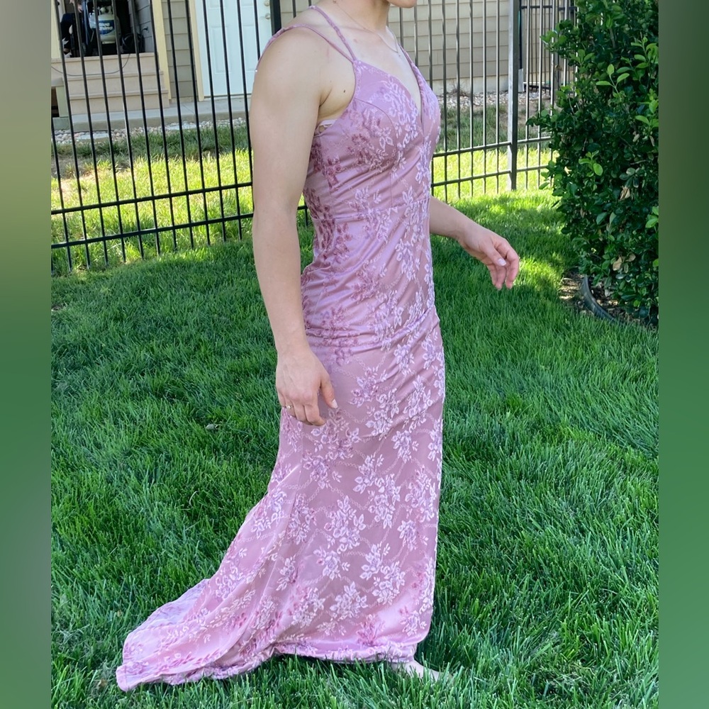 Blush Pink Vintage Style Floral Lace Prom Dress, Size small, Windsor - Picture 10 of 16